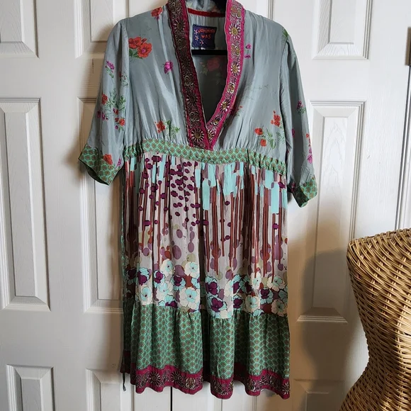 Vintage Johnny Was Rayon Silk Dress - Picture 2 of 7